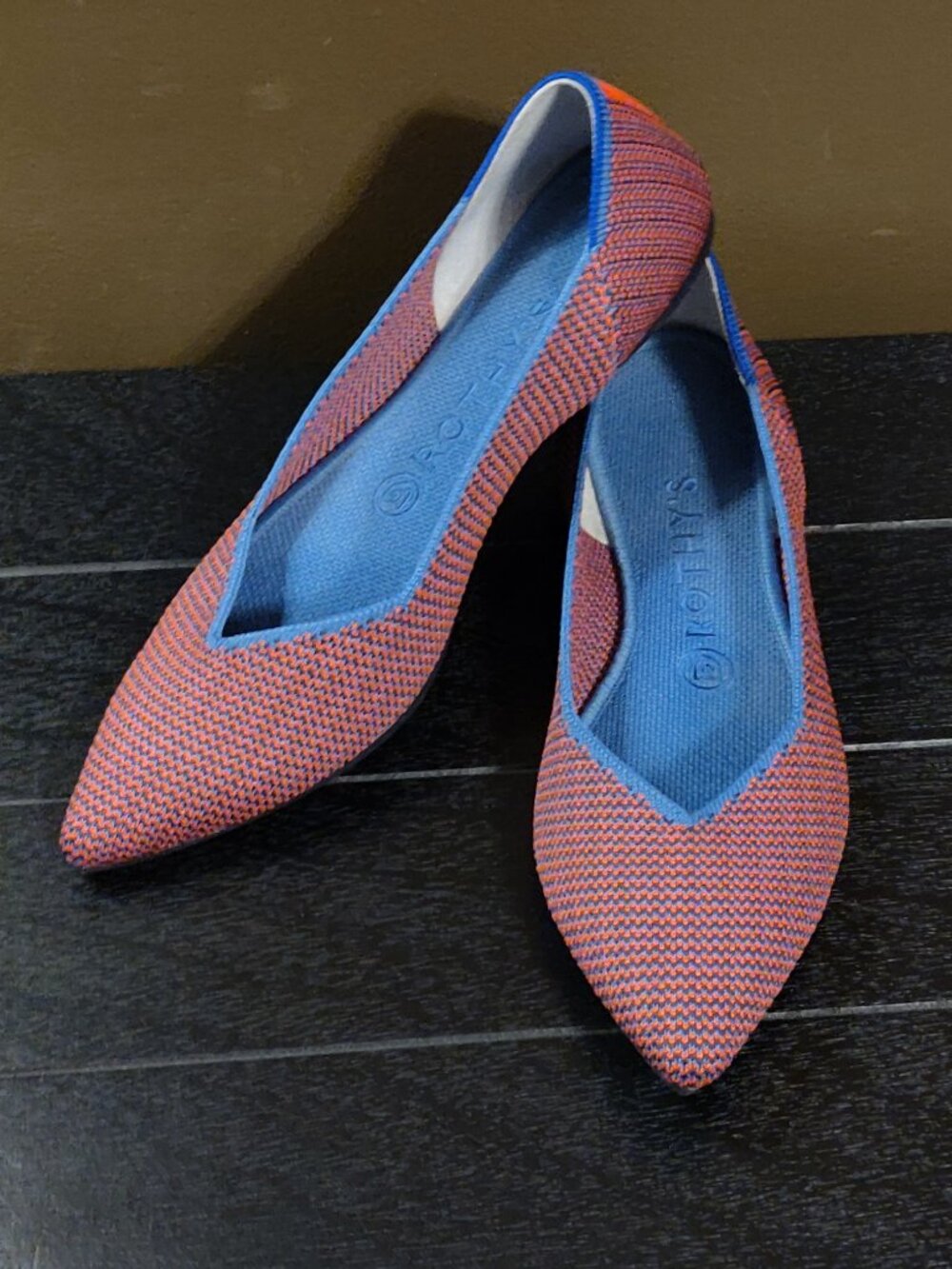 Rothy's The Point Tangerine Triple Stitch Rare Retired Ballet Flat SIZE US 8.5